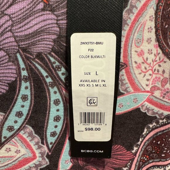 BCBGMaxAzria Women's Mesh Long-Sleeve Top Multicolor Paisley NWT Size L - Picture 5 of 8